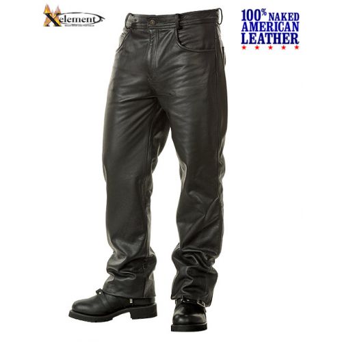 Xelement Naked American Cowhide Leather 5 Pocket Relax Fit Motorcycle Pants